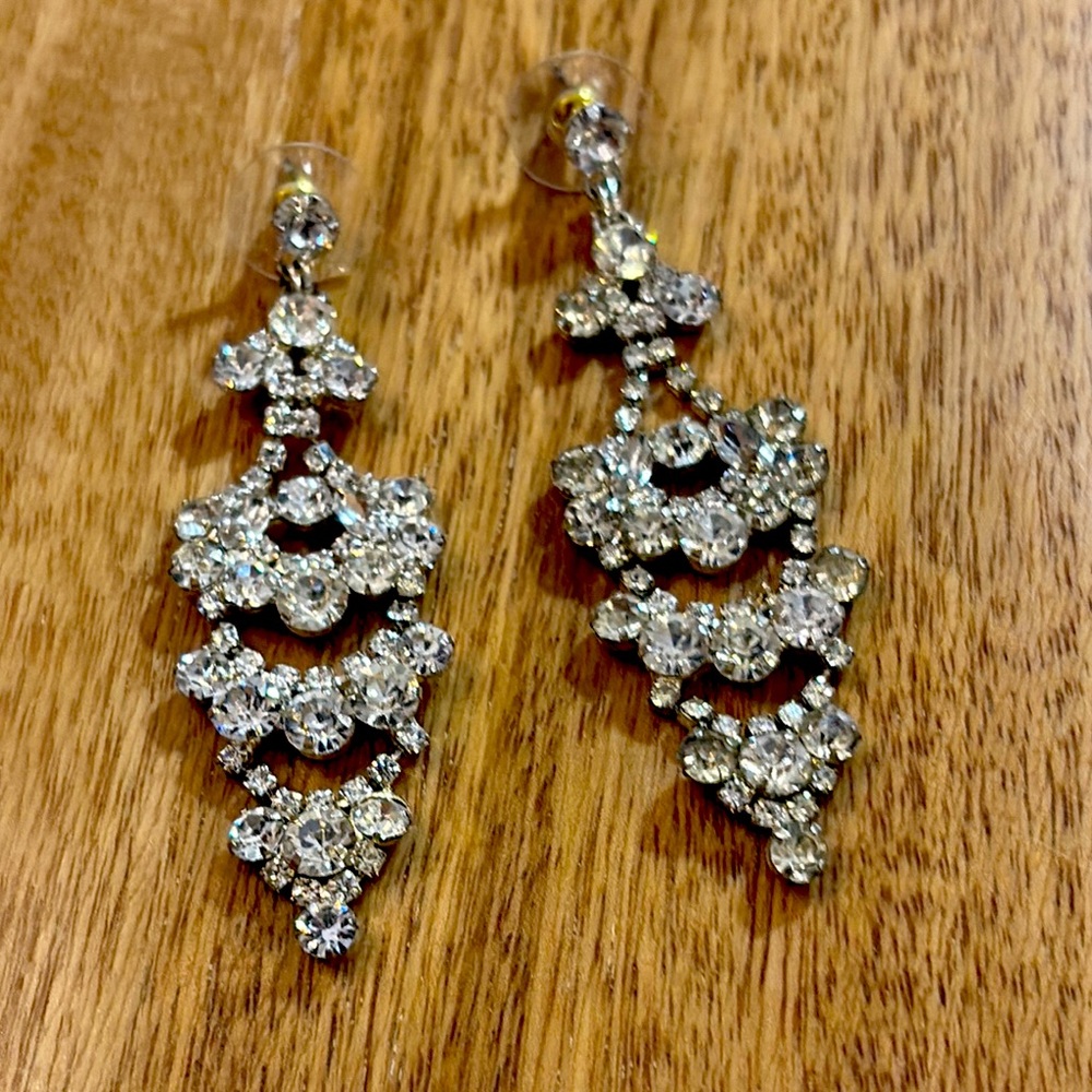 Silver Rhinestone Statement Earrings